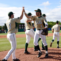 Cullen Large (4) and Jason Waldman celebrate.